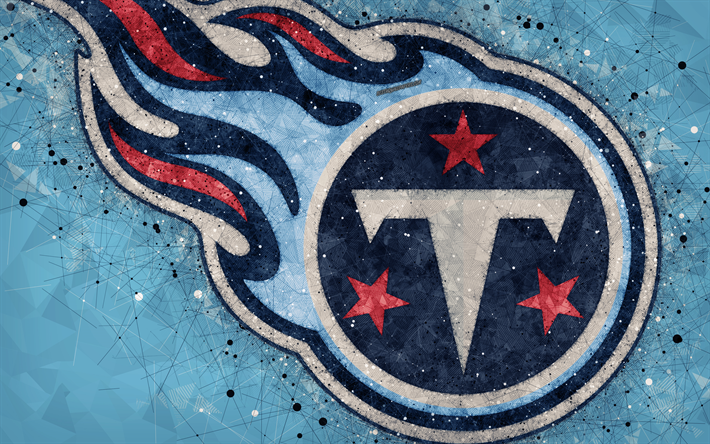 Tennessee Titans, 4k, logo, geometric art, american football club, art cr&#233;atif, abstrait bleu fond, de la NFL, Nashville, Tennessee, etats-unis, le Football Am&#233;ricain de la Conf&#233;rence de la Ligue Nationale de Football