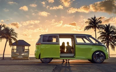 Volkswagen ID Buzz, 2018, minibus, electric car, side view, new German cars, Volkswagen