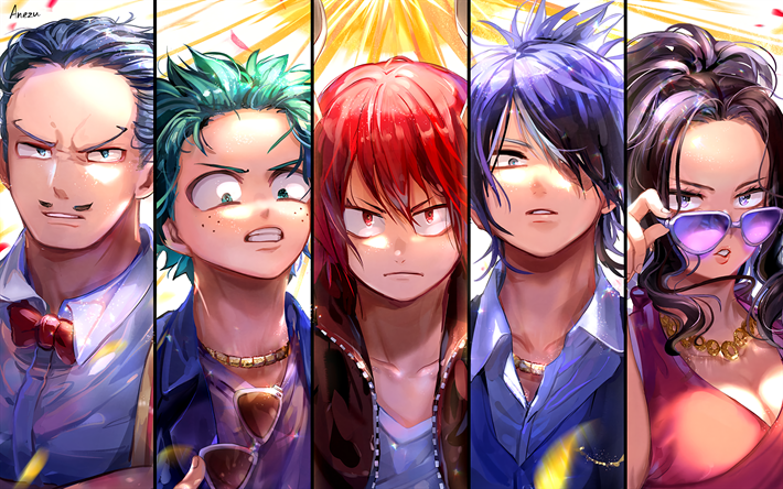 Izuku Midoriya, Eijiro Kirishima, Momo Yaoyorozu, Shoto Todoroki, Tenya Iida, My Hero Academia, manga, Boku no Hero Academia