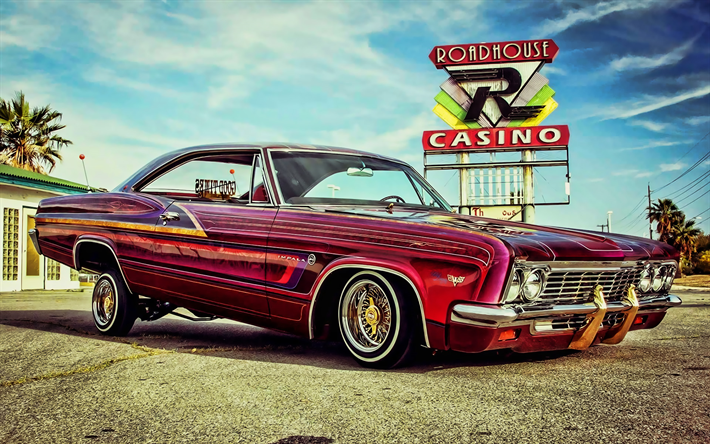 chevrolet impala tuning, 1968 autos, retro cars, lowrider, benutzerdefinierte chevrolet impala, us-amerikanische fahrzeuge, chevrolet, hdr, 1968 chevrolet impala