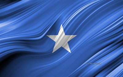 4k, Somalian lippu, Afrikan maissa, 3D-aallot, kansalliset symbolit, Somalian 3D flag, art, Afrikka, Somaliassa