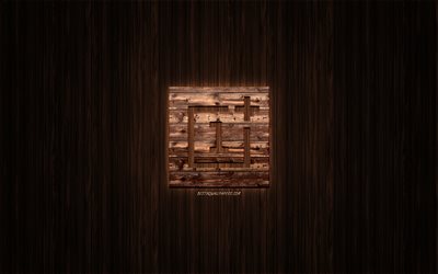 OnePlusロゴ, 木製のロゴ, 木の背景, OnePlus, エンブレム, ブランド, 木美術