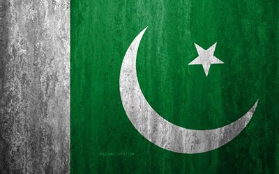 Flagga Pakistan, 4k, sten bakgrund, grunge flagga, Asien, Pakistans flagga, grunge konst, nationella symboler, Pakistan, sten struktur