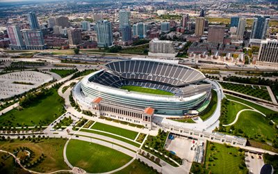 O Grant Park Stadium, est&#225;dios de futebol, O Soldier Field, Chicago, EUA, american est&#225;dios, Municipal De Grant Park Stadium