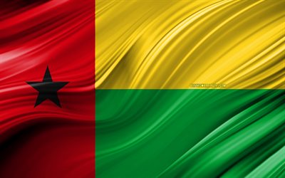 4k, Guinea-Bissau flag, African countries, 3D waves, Flag of Guinea-Bissau, national symbols, Guinea-Bissau 3D flag, art, Africa, Guinea-Bissau