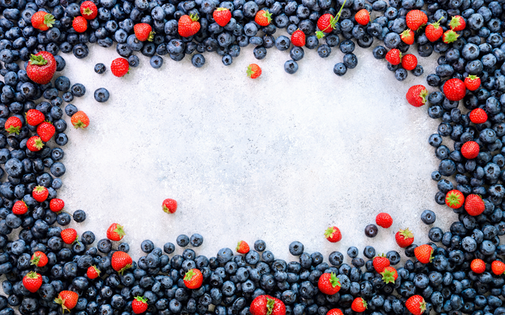 les baies cadre, le bleuet de cadre, de fraise, de cr&#233;ation de trame, de petits fruits