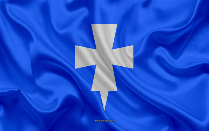 Bandeira de Rogaland, 4k, seda bandeira, noruegu&#234;s munic&#237;pios, textura de seda, Condados da Noruega, Rogaland bandeira, Noruega, Europa, Rogaland