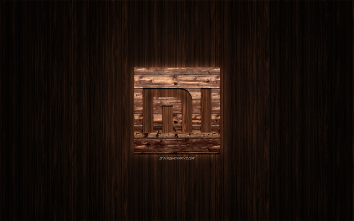 Xiaomi logotipo, madeira logotipo, madeira de fundo, Xiaomi, emblema, marcas, arte em madeira