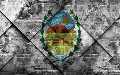 La bandera de San Luis, 4k, grunge arte, rombo grunge textura, Provincia de Argentina, San Luis de la bandera, la Argentina, los símbolos nacionales, San Luis, provincias de Argentina, arte creativo