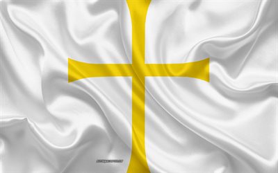 Flagga Tr&#248;ndelag, 4k, silk flag, norska l&#228;n, siden konsistens, L&#228;nen i Norge, Tr&#248;ndelag flagga, Norge, Europa, Tr&#248;ndelag
