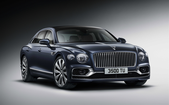 Bentley Flying Spur, 2020, exterior, front view, luxury car, new gray Flying Spur, British cars, Bentley