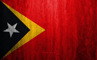 Bandiera di Timor-leste, 4k, pietra, sfondo, grunge, bandiera, Asia, Timor-leste, arte, simboli nazionali, pietra texture
