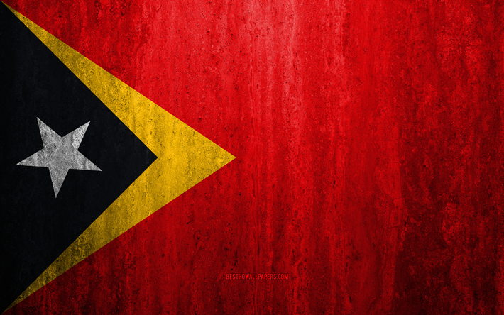 Bandeira de Timor-Leste, 4k, pedra de fundo, grunge bandeira, &#193;sia, Timor-Leste bandeira, grunge arte, s&#237;mbolos nacionais, Timor-Leste, textura de pedra
