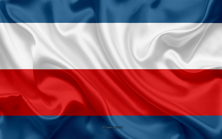 علم Trencin المنطقة, 4k, الحرير العلم, السلوفاكية المنطقة, نسيج الحرير, Trencin منطقة العلم, سلوفاكيا, أوروبا, Trencin المنطقة