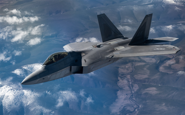 Lockheed Martin F-22 Raptor, viidennen sukupolven h&#228;vitt&#228;j&#228;, Amerikkalainen taistelija, F-22, USAF, Boeing, Yhdysvaltain Ilmavoimat, modern combat lentokoneiden