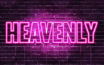 Heavenly, 4k, wallpapers with names, female names, Heavenly name, purple neon lights, Happy Birthday Heavenly, picture with Heavenly name
