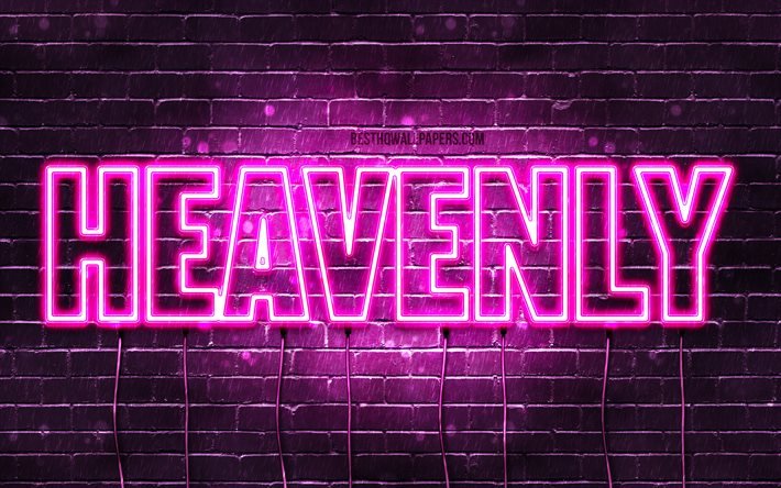 Heavenly, 4k, wallpapers with names, female names, Heavenly name, purple neon lights, Happy Birthday Heavenly, picture with Heavenly name