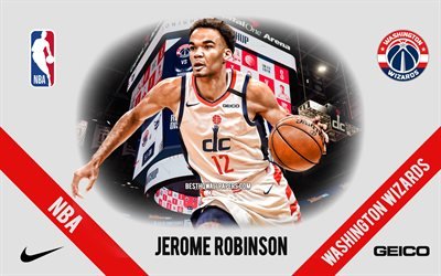 Jerome Robinson, Washington Wizards, American Basketball Player, NBA, portrait, USA, basketball, Capital One Arena, Washington Wizards logo