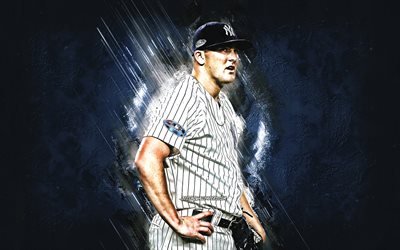 Jonathan Titulaire, MLB, Yankees de New York, de pierre bleue d'arrière-plan, le baseball, le portrait, etats-unis, américain, joueur de baseball, art créatif
