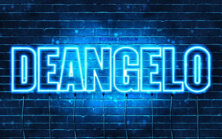 Deangelo, 4k, adları Deangelo adı ile, yatay metin, Deangelo adı, Doğum g&#252;n&#252;n kutlu olsun Deangelo, mavi neon ışıkları, resimli duvar kağıtları