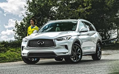 Infiniti QX50, 2020, front view, exterior, white crossover, new white QX50, japanese cars, Infiniti
