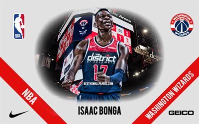 Isaac Bonga, Washington Wizards, Alman Basketbol Oyuncusu, NBA, portre, ABD, basketbol, Sermaye Bir Arena, Washington Wizards logo, Isaac Evolue Etue Bofenda Bonga