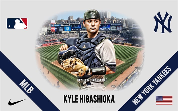 Kyle Higashioka, New York Yankees, Americano, Giocatore di Baseball, MLB, ritratto, stati UNITI, baseball, Yankee Stadium, New York Yankees logo, Major League di Baseball