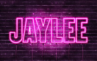 Jaylee, 4k, pap&#233;is de parede com os nomes de, nomes femininos, Jaylee nome, roxo luzes de neon, Feliz Anivers&#225;rio Jaylee, imagem com Jaylee nome