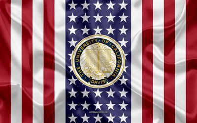 Universidade da Calif&#243;rnia, Davis Emblema, Bandeira Americana, Davis logotipo, Davis, Calif&#243;rnia, EUA, Emblema da Universidade da Calif&#243;rnia