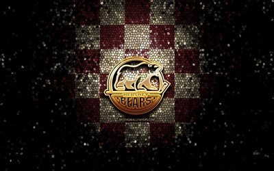 Hershey Bears, des paillettes logo, AHL, de violet, de gris damier en arri&#232;re-plan, etats-unis, am&#233;ricaine de hockey de l&#39;&#233;quipe, Hershey Bears logo, l&#39;art de la mosa&#239;que, de hockey, de l&#39;Am&#233;rique
