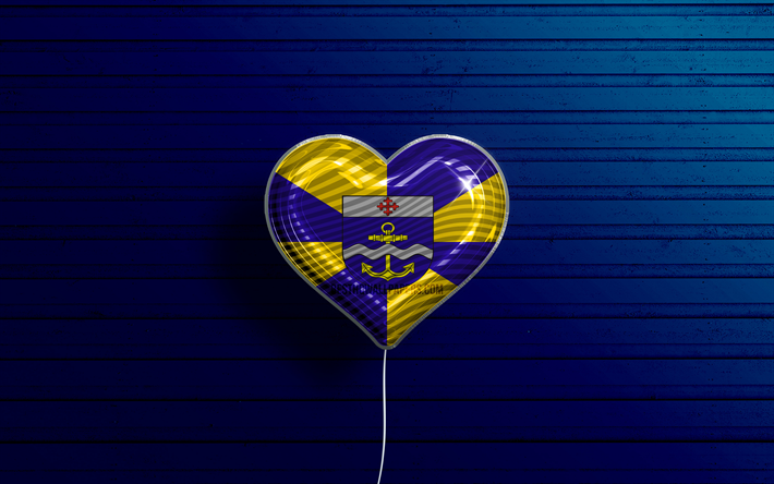 ich liebe itajai, 4k, realistische luftballons, blauer holzhintergrund, tag von itajai, brasilianische st&#228;dte, flagge von itajai, brasilien, ballon mit flagge, st&#228;dte von brasilien, itajai