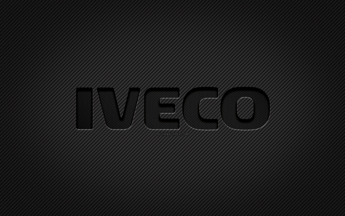 iveco carbono logotipo, 4k, grunge arte, carbono de fundo, criativo, iveco preto logotipo, marcas de carros, iveco logotipo, iveco