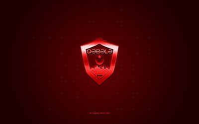 gabala fk, azerbaidžanin jalkapalloseura, punainen logo, punainen hiilikuitu tausta, azerbaidžanin valioliiga, jalkapallo, gabala, azerbaidžan, gabala fk logo