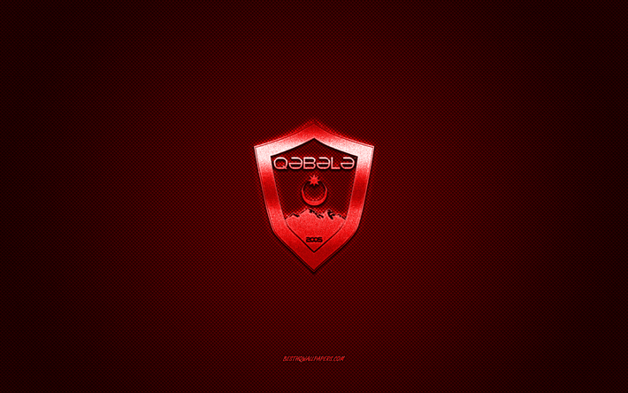 gabala fk, squadra di calcio azerbaigiana, logo rosso, sfondo rosso in fibra di carbonio, premier league dell azerbaigian, calcio, gabala, azerbaigian, logo gabala fk
