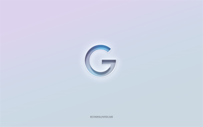 شعار google, قطع نص ثلاثي الأبعاد, خلفية بيضاء, شعار google zd, جوجل, شعار منقوش, جوجل مع الشعارات