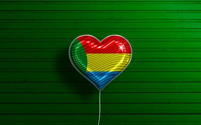 I Love Itaituba, 4k, realistic balloons, green wooden background, Day of Itaituba, brazilian cities, flag of Itaituba, Brazil, balloon with flag, cities of Brazil, Itaituba flag, Itaituba