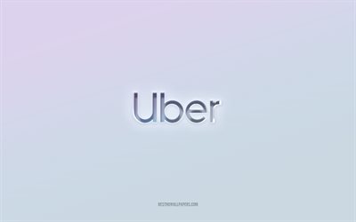 uber logotipo, cortar texto 3d, fundo branco, uber logotipo 3d, uber emblema, uber, logotipo em relevo, uber emblema 3d