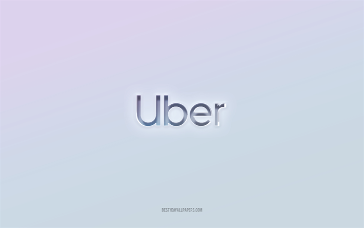 uber-logotyp, utskuren 3d-text, vit bakgrund, uber 3d-logotyp, uber-emblem, uber, pr&#228;glad logotyp, uber 3d-emblem