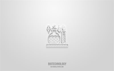 Biotechnology 3d icon, white background, 3d symbols, Biotechnology, technology icons, 3d icons, Biotechnology sign, technology 3d icons
