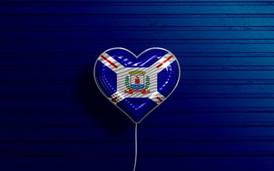 I Love Iguatu, 4k, realistic balloons, blue wooden background, Day of Iguatu, brazilian cities, flag of Iguatu, Brazil, balloon with flag, cities of Brazil, Iguatu flag, Iguatu