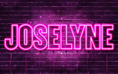 Happy Birthday Joselyne, 4k, pink neon lights, Joselyne name, creative, Joselyne Happy Birthday, Joselyne Birthday, popular french female names, picture with Joselyne name, Joselyne