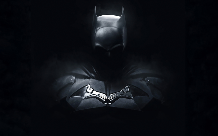 4k, Batman, superhero, Bruce Wayne, Batman in the fog, DC Comics characters, black background