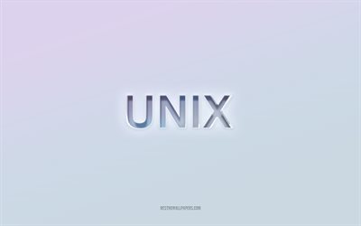 Unix logo, cut out 3d text, white background, Unix 3d logo, Unix emblem, Unix, embossed logo, Unix 3d emblem