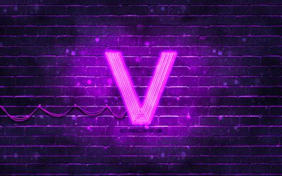 wayv violet logo, 4k, violet brickwall, wayv logo, marques, wayv n&#233;on logo, wayv