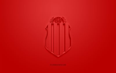 Barracas Central, yaratıcı 3D logo, kırmızı arka plan, Arjantin futbol takımı, Primera B Nacional, Barracas, Arjantin, 3d sanat, futbol, Barracas Central 3d logosu
