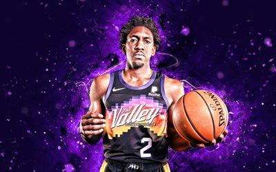 Langston Galloway, 4k, Phoenix Suns, NBA, basquete, luzes de neon violeta, Langston Galloway Phoenix Suns, Langston Galloway 4K