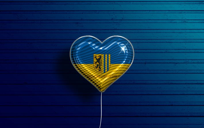 I Love Lipsia, 4k, palloncini realistici, blu, sfondo di legno, citt&#224; tedesche, bandiera di Lipsia, Germania, palloncino con bandiera, Lipsia, Giorno di Lipsia