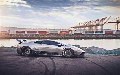 Lamborghini Murcielago, 4k, tuning, voitures 2021, port, hypercars, Murcielago personnalis&#233;, voitures italiennes, Lamborghini