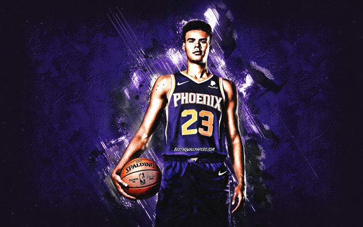 Cameron Johnson, Phoenix Suns, NBA, joueur de basket-ball am&#233;ricain, fond de pierre violette, basket-ball, art grunge