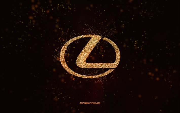 Logotipo da Lexus glitter, 4k, fundo preto, logotipo Lexus, arte com glitter dourado, Lexus, arte criativa, logotipo Lexus glitter dourado